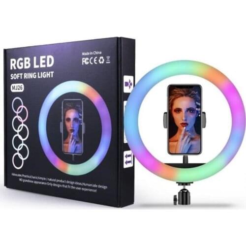 RGB LED Ring Light Phone Holder Photography Fill Light 1.6M Tripod Dimmable RGB Selfie Set LED Ring Light Remote For Photo Video