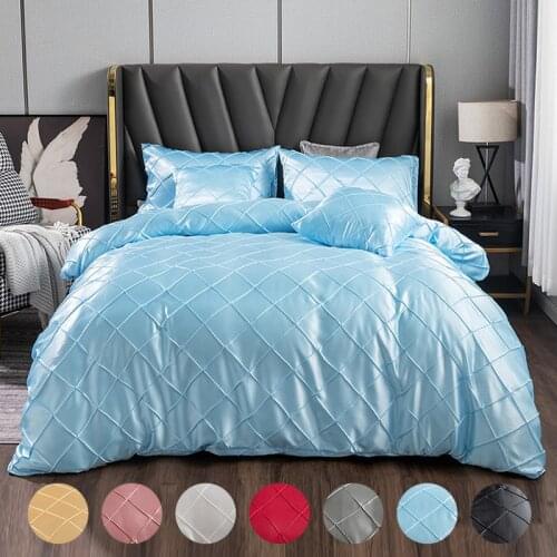 Euro Bedding Sets Luxury Winter Duvet Cover Set Solid Color Bed Set Single Double Queen King Size Silk Quilt Cover Set 220x240