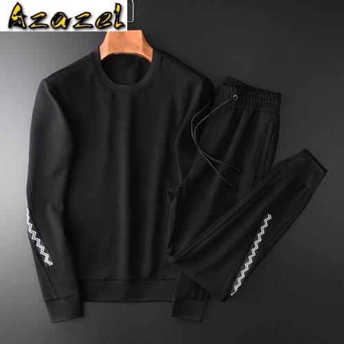 Azazel Mens Sets (sweatshirt+pants) Luxury Spring Sport Splicing Man Tracksuit Plus Size 4xl Simple Slim Fit Black Male Sets