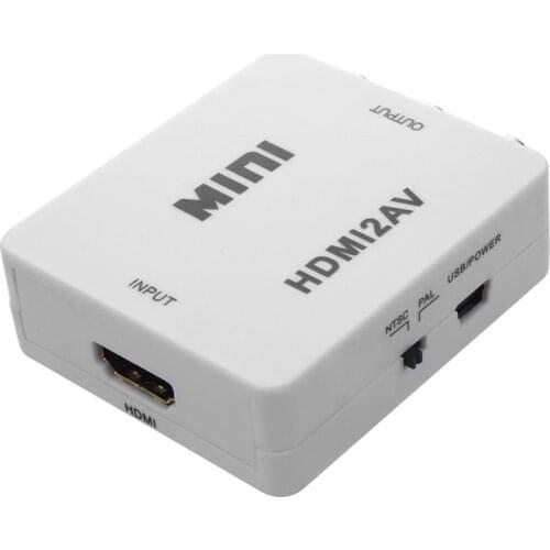 Mini HD Video HDMI AV CVBS NTSC/ PAL signal TV converter, VHS video recorder, DVD-HDMI RCA white