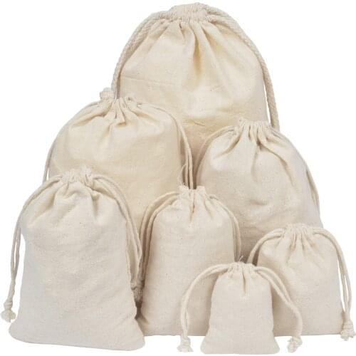 Reusable women bag Cotton Drawstring bag Shopping Bag Women Men Travel Shopper Tote Storage Bags