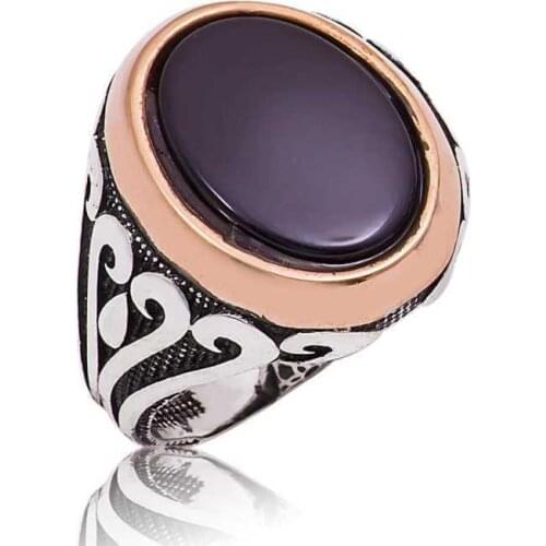 Silver Black Stone Men 'S Ring