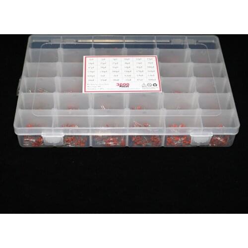 3600pcs/lot 1PF-100nF Ceramic Capacitor Assortment Kit 10PF 22PF 33PF 47PF 100PF 330PF 470PF 1NF 10NF 47NF 50V Capacitors set