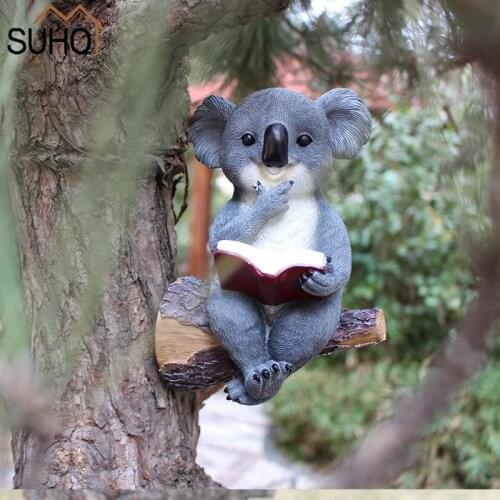 Outdoor Garden Statue Koala Figurine Solar LED Light Lawn Sculpture Outdoors Decor Yard Art Decoration for Patio Sympathy Gift