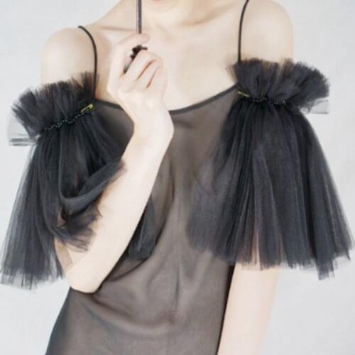 Original Pearl Match Black Mystery Mesh Big Arm Decoration Mystery Mesh Big Arm Decoration bow cotton mummy sleeves Lace silky