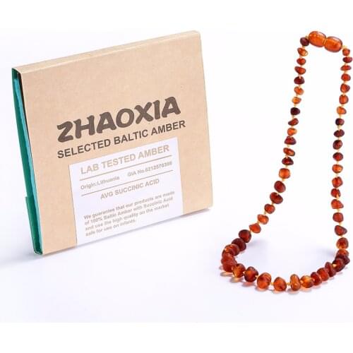 Raw Baltic Amber Teething Necklace/Bracelet for Baby(Cognac Raw - UnPolished) - Handmade in Lithuania - - 3 Sizes