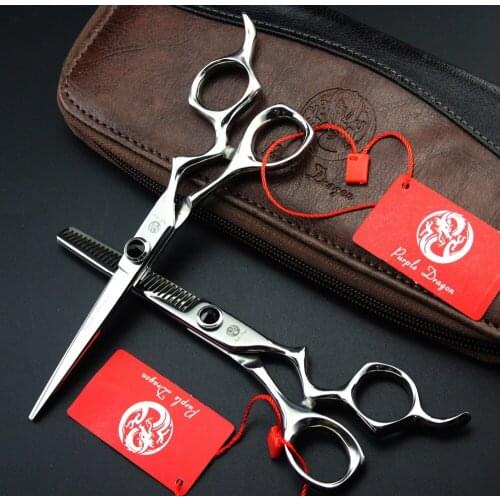 539# 6'' Brand Purple Dragon TOP GRADE Hairdressing Scissors 440C 62HRC Barbers Cutting Scissors Thinning Shears Hair Scissors