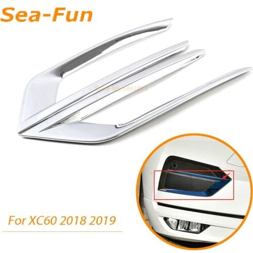 For Volvo XC60 2018 2019 Front Fog Light Lamp Trim Cover Foglight Decoration Sticker Frame ABS Chrome Exterior Accessories