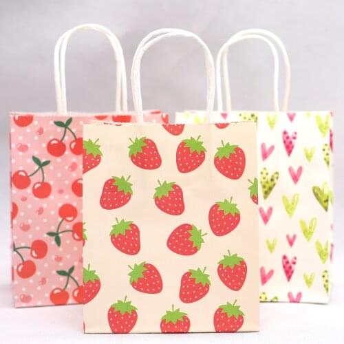 Kraft paper Gift bag with handle wedding birthday party gift package bags Christmas new year gift wraping bag 5pcs/lot