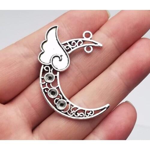 10pcs/lot--29x45mm,moon cham,Antique silver plated moon wing charms,DIY supplies,Jewelry accessories