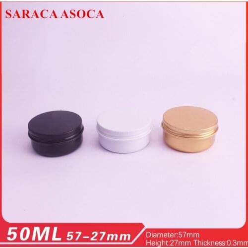 50ml Empty Refillable Aluminum Jars 50g Black Gold Metal Tin Cosmetic Containers Crafts Packaging Small Aluminum Box 100pcs/lot