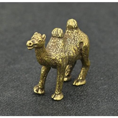 Retro Creative Handmade Pure Copper Mini Camel Statue Gift Office Desk Surface Panel Home Decoration Solid Brass Crafts