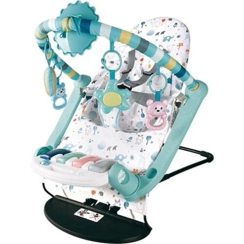LazyChild Folding Baby Electric Rocking Chair Newborn Rocking Chair Fitness Frame Gym Mat Kids Swing Comfortable Recliner Rattle