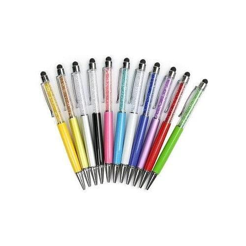 HOT Luxury Diamond Crystal 2 in 1 Touch Screen Capacitive Stylus Ball Pen For Mobile Phone PC Tablet iPad 50pcs/lot