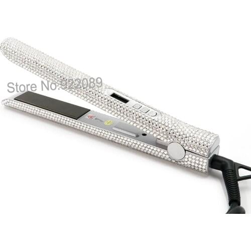 Crystal Hair Flat Iron Titanium Plate Diamond Hair Straightener Crystal Hair Styling Hot Tools with Bling Crystals