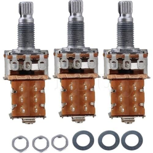 Yibuy 3x Push Pull Guitar Potentiometer A500k Coil Tap 18mm Shaft