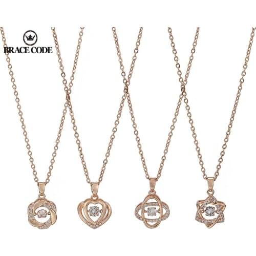 2021 New specials (Beating Heart) Smart Bear Necklace Female Rose Gold Plated Pendant Clavicle Chain 45cm Women Necklaces
