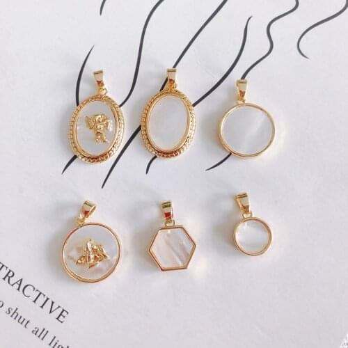 DIY jewelry accessories wholesale shell copper plated 18k real gold skull butterfly gourd key diamond small pendant 1PCS