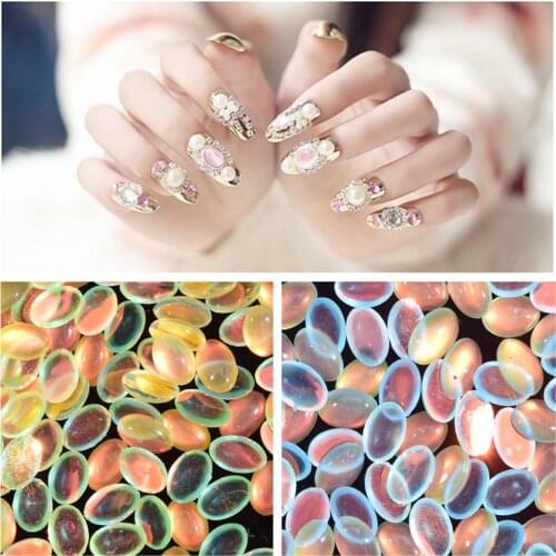 100pcs Glitter Flatback Crystal Rhinestones AB Color 3D Nail Art Strass Horse Eye/Oval/Heart Shiny For Nails Decorations JZ13