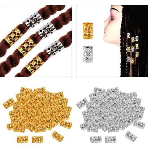 100x Women Locking Fear Dreadlocks Braid Tube Beads Hair Clips