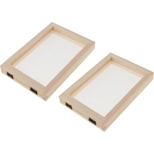 2Pcs Wooden Children Paper Making Mould Frame Screen For Handmade Papers