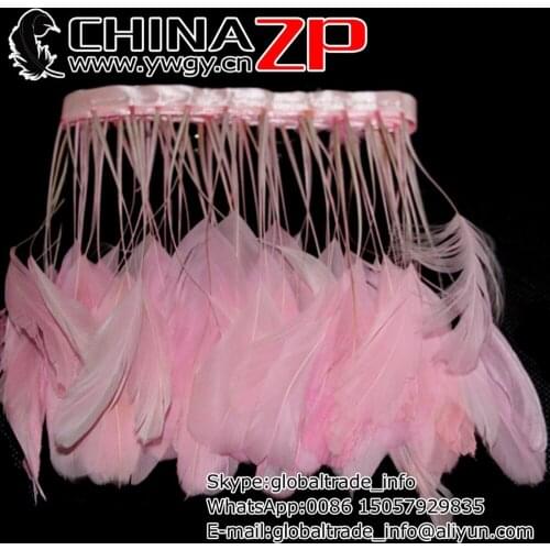 4-6 Inch Manufacturer in CHINAZP Factory 10yards/lot Beautiful Dyed Baby Pink Stripped Coque Rooster Tail Feathers Trim
