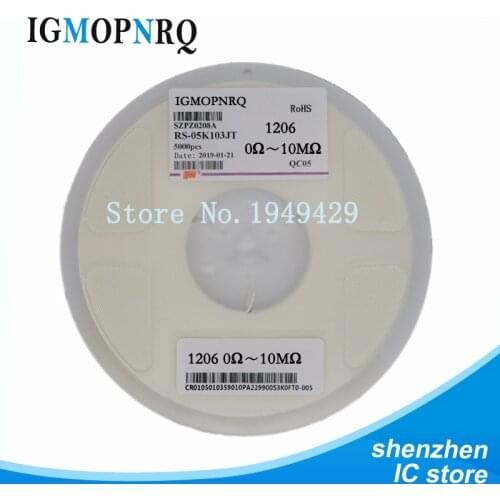 5000PCS 1% 1206 SMD chip resistencia resistencias 0R-10M 1/4 W 10R 22R 47R 100R 150R 220R 470R