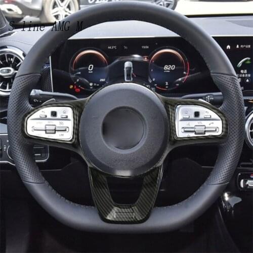 Car Styling for Mercedes Benz A C E Class GLB GLC GLE CLA W205 W167 W177 C118 W118 Steering Wheel Steering Buttons Cover Sticker
