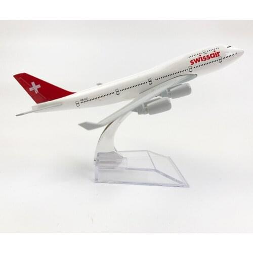 Free shipping swissair aeroplane model Boeing 747 airplane 16CM Metal alloy diecast 1:400 airplane model toy for children MX41