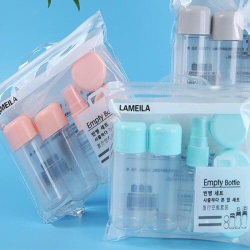 Travel Mini Makeup Cosmetic Face Cream Pot Bottles Plastic Transparent Empty Make Up Container Bottle Travel Accessorie 7pc