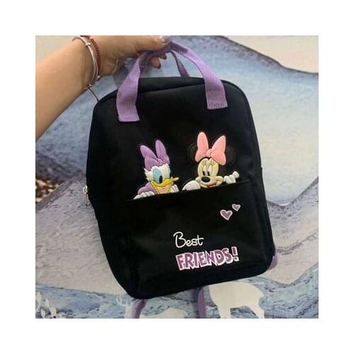 Disney 2021 Fashion Childrens Bag Mickey Mouse Childrens Bacpack Spring Autumn Minnie Pattern Backpack Kids Gifts