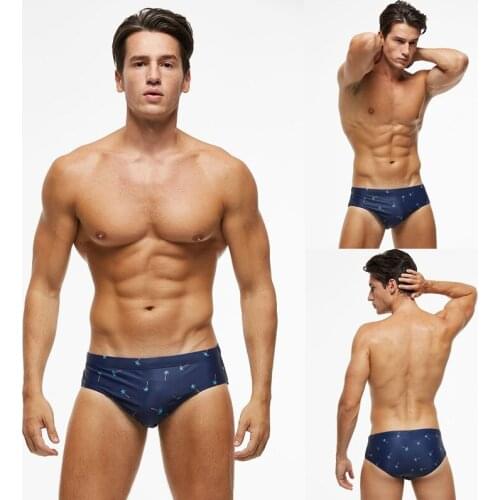 Hot kf-Mens Briefs Sexy Comfortable Hot Spring Swimming Trunks Blue