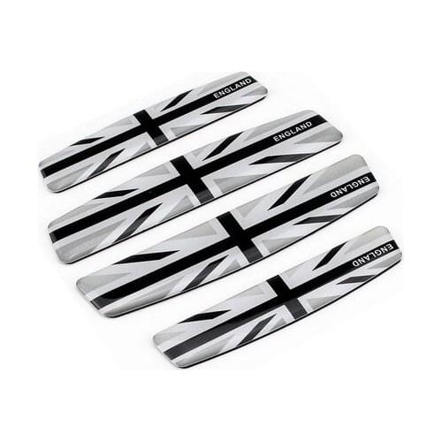 Set 3D Gray England UK Flag Auto Door Anti-Collision Bumper Strip Emblem Badge Decals Sticker Fou Car Accessories
