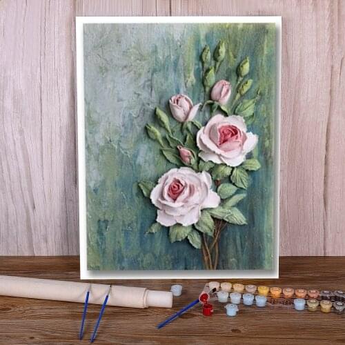 Flowers Art Rose Peony Paint By Numbers Kit Acrylic Paints 50*70 Canvas Pictures Decorative Paintings Kids Drawing