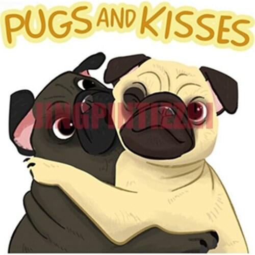 Car Stickers Vinyl Motorcycle Decal Decoration Laptop Pugs and Kisses Pug Sticker Personality Car Stickers