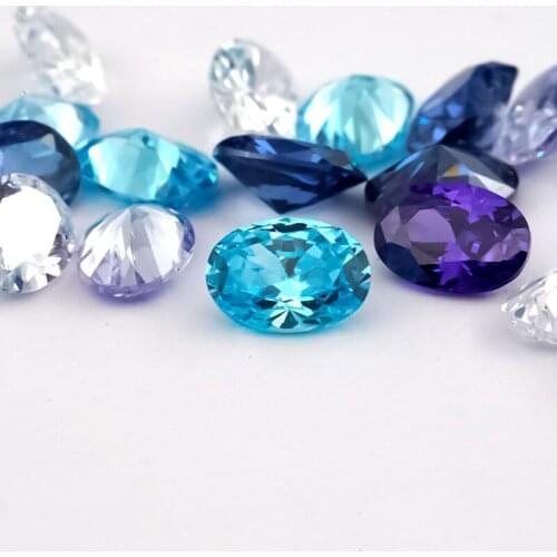 JIANGYUAN Total 25pcs Zircon Mix 5 Colors 5pcs Per Color Oval 3x5mm-10x12mm White Colored Cubic Zirconia For Jewelry DIY