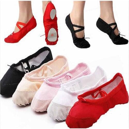 Yoga Gym Flat Slippers White Pink Black Canvas Ballet Dance Shoes For Girls Children Women Teacher