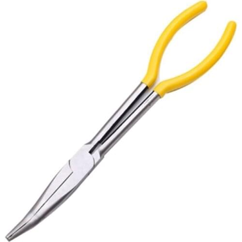 Long Reach 11 Inch Plier Curved Straight Needle Nose 90-Degree Angled Spark Plug Wire Removal Clamp Car Repair Tools