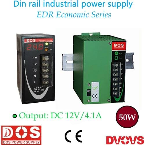 12V/4.1A/50W Din Rail Industrial Power Supply AC-DC Regulated Constant Voltage Digital Display Stabilized Source