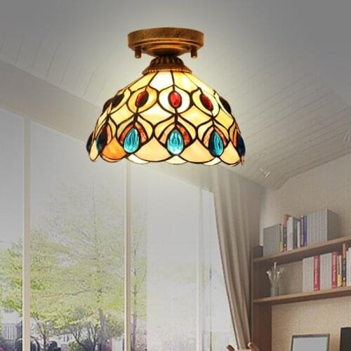 8inch Simple European mediterranean style shell ceiling light garden balcony antique aisle porch corridor shell lamp