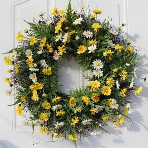 Daisy Silk Fall Wreath Front Door Wreath Farmhouse For Autumn Thanksgiving Party Wedding Halloween Festival Décor