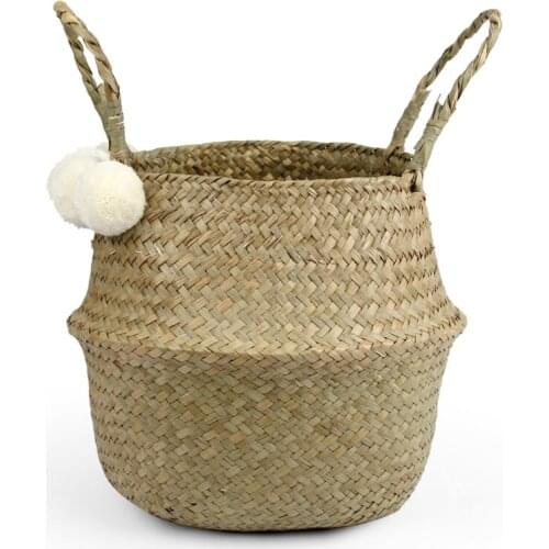 22cm x 20cm Folding Basket Seaweed Wicker Baskets Dirty Laundry Storage Basket Home Storage Simple Decoration