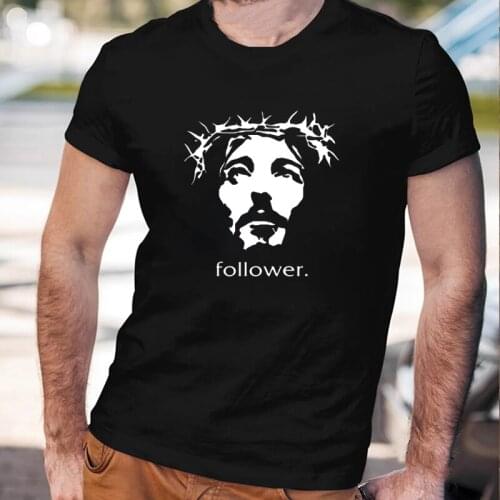 Focus on Jesus Glasses Christian T-Shirt Funny Follower Jesus Graphic Jesus Quote for Christians Tee Cotton Casual O-neck Tee