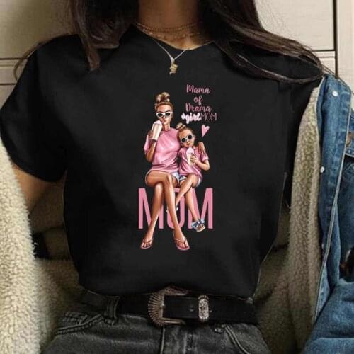 New Mom and Girls T Shirt Women Mothers Love Print Black T-shirt Harajuku Mama TShirt Tops Tee Shirt Femme Clothes
