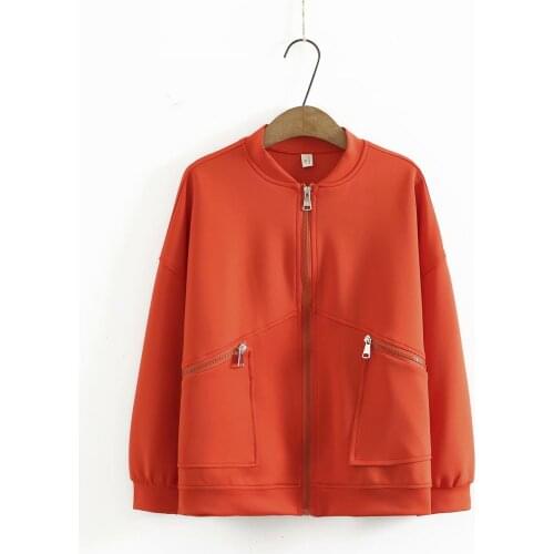 Plus size stand collar zipper pocket women coat 2021 Casual spring autumn Women baseball jacket Purple black orange