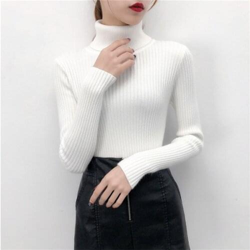 2021 Women Slim Sweaters casual solid turtleneck female pullover full sleeve warm soft spring autumn winter knitted cotton