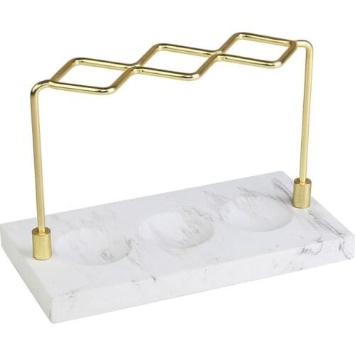 1pc Golden Storage Rack Makeup Brushes Desktop Toothbrush Marble Organizer Holder Toothbrush Holder For Home Cosmetics Bathroom