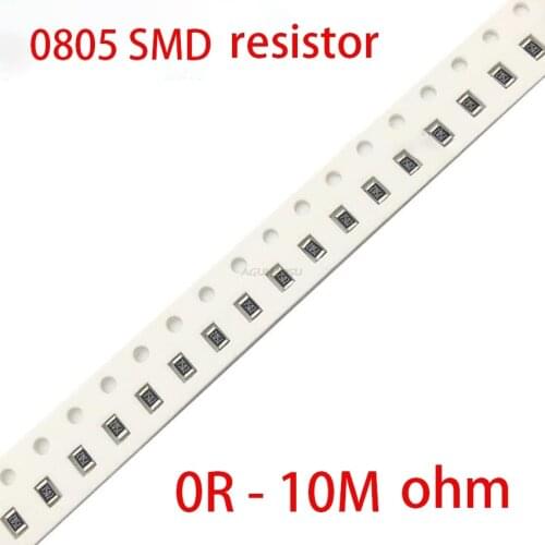 100Pcs 0805 SMD 1/4W resistor resistance 0R - 10M 1.8R 10R 100R 220R 330R 470R 560R 1K 10K 47K 100K 180K 0 10 100 330 470 ohm