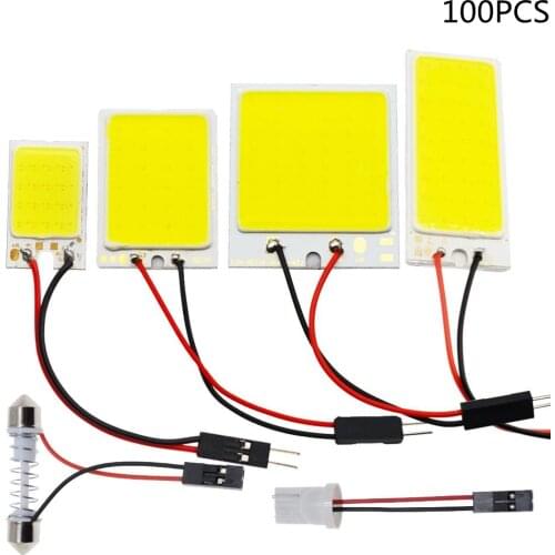 100PCS C5W LED Bulb C10W Festoon 31mm 36mm 39mm 42mm T10 W5W LED Light COB 12V 6500K White Car Interior Dome Reading Trunk Lamps