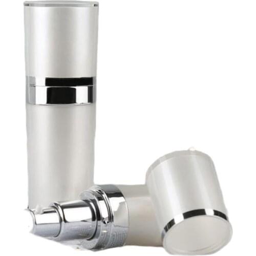 15ml pearl white cone-shape silver pump Acrylic bottle for lotion/emulsion/foundation/serum/serum skin care cosmetic packing